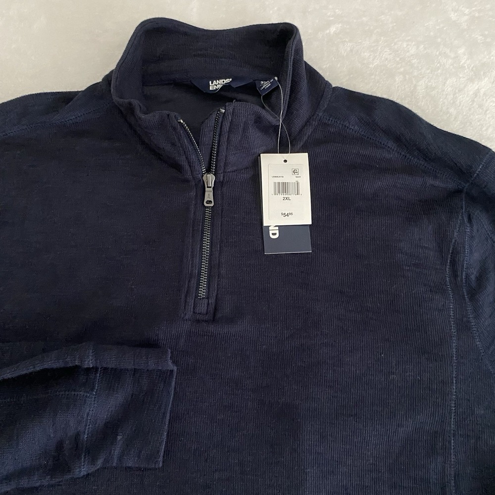 Lands'‎ End 1/4 Zip Sweater Men's 2XL Navy Blue New w/Tags!